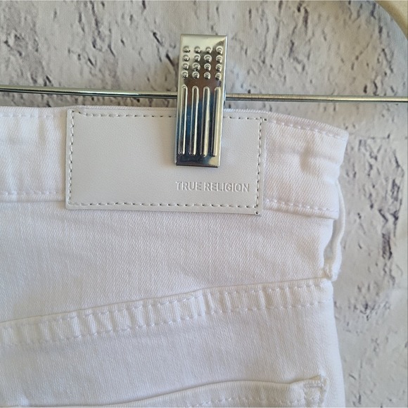 True Religion High Waist Button Fly Starr Optic White Distressed Jeans NWT SZ 25 - Picture 11 of 16